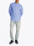 TOMMY J U Camicia a righe misto lino BLU/ECRU