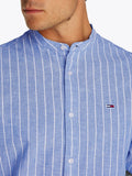 TOMMY J U Camicia a righe misto lino BLU/ECRU