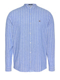 TOMMY J U Camicia a righe misto lino BLU/ECRU