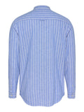 TOMMY J U Camicia a righe misto lino BLU/ECRU