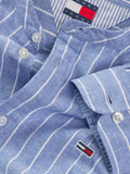 TOMMY J U Camicia a righe misto lino BLU/ECRU