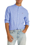 TOMMY J U Camicia a righe misto lino BLU/ECRU