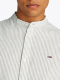 TOMMY J U Camicia misto lino collo coreano bianco