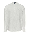 TOMMY J U Camicia misto lino collo coreano bianco