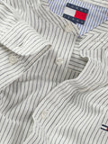 TOMMY J U Camicia misto lino collo coreano bianco