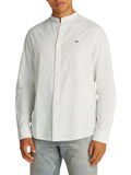 TOMMY J U Camicia misto lino collo coreano bianco