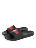 TOMMY J U Ciabatta a fascia con logo nero
