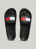 TOMMY J U Ciabatta a fascia con logo nero