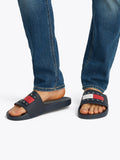 TOMMY J U Ciabatta a fascia con logo NAVY