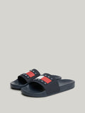 TOMMY J U Ciabatta a fascia con logo NAVY