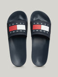 TOMMY J U Ciabatta a fascia con logo NAVY
