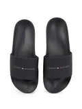 TOMMY J U Ciabatta a fascia con scritta nero