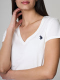 US POLO D T-shirt Bell scollo V bianco