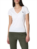 US POLO D T-shirt Bell scollo V bianco