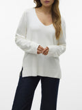 VERO MODA Pullover basic con spacchi laterali bianco