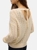 VERO MODA Maglia new verena con trasparenze e fiocco sul retro panna