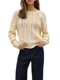 VERO MODA Maglia new verena con trasparenze e fiocco sul retro panna