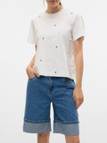 VERO MODA T-shirt basic con cuoricini azzurri B.CO/BLU