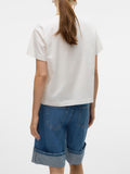 VERO MODA T-shirt basic con cuoricini azzurri B.CO/BLU