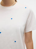 VERO MODA T-shirt basic con cuoricini azzurri B.CO/BLU
