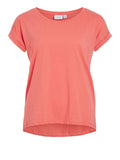 VILA Blusa bimaterica corallo