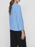 VILA Blusa scollo V manica 3/4 Josa azzurro
