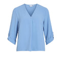 VILA Blusa scollo V manica 3/4 Josa azzurro