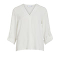 VILA Blusa scollo V manica 3/4 Josa bianco
