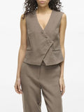 VILA Gilet lea tortora