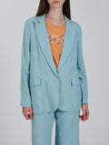 YES-ZEE D Giacca in misto lino azzurro