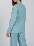 YES-ZEE D Giacca in misto lino azzurro