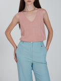 YES-ZEE D Top in maglia smanicato rosa