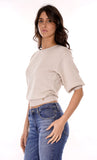 YES-ZEE D Maglia scollo barchetta beige