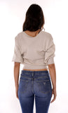 YES-ZEE D Maglia scollo barchetta beige
