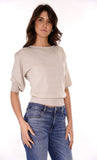 YES-ZEE D Maglia scollo barchetta beige