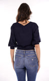 YES-ZEE D Maglia scollo barchetta blu