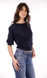 YES-ZEE D Maglia scollo barchetta blu