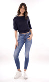 YES-ZEE D Maglia scollo barchetta blu