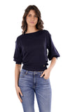 YES-ZEE D Maglia scollo barchetta blu