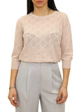 YES-ZEE D Maglia con ricamo geometrico rosa
