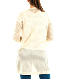 YES-ZEE D Cardigan lungo traforato beige