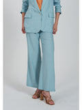 YES-ZEE D Pantaloni in misto lino azzurro