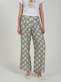 YES-ZEE D Pantalone a fantasia con elastico in vita VERDE ACQUA