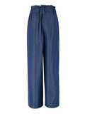 YES-ZEE D Pantalone vita alta con cintura blu