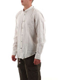 YOS MRTS Camicia collo alla coreana di lino BEIGE/B.CO