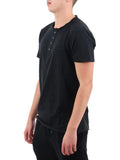 YOS MRTS T-shirt serafino con bottoni nero