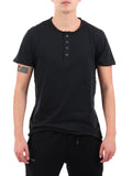 YOS MRTS T-shirt serafino con bottoni nero