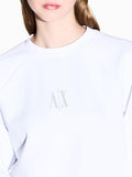 AX ARMANI D Felpa girocollo basic logo bianco