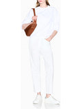 AX ARMANI D Felpa girocollo basic logo bianco
