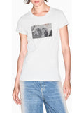 AX ARMANI D T-shirt logo paillettes bianco